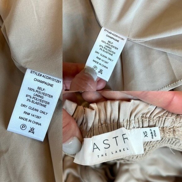 Astr The Label NWT Anamarie Cutout Long Sleeve Champagne Mini Dress Size XS - Picture 6 of 13